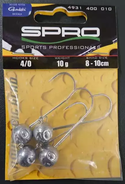 SPRO Gamakatsu Round Jig Head 22 4/0 10g 4 Stück Jigkopf Jighead Bleikopf NEW