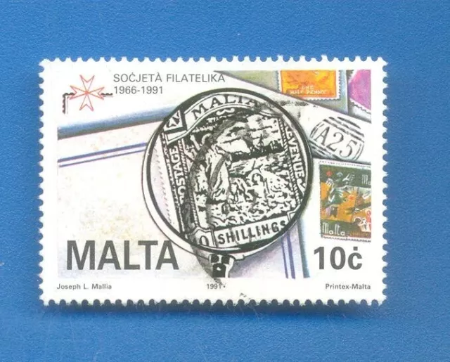 MALTA.25th ANNIVERSARY OF PHILATELIC SOCIETY OF MALTA.10c.USED SINGLE STAMP SET