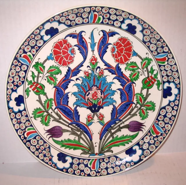 1956 Kutahya Altin Cini Turkish Islamic Charger 12" Plate Pottery Art Pottery