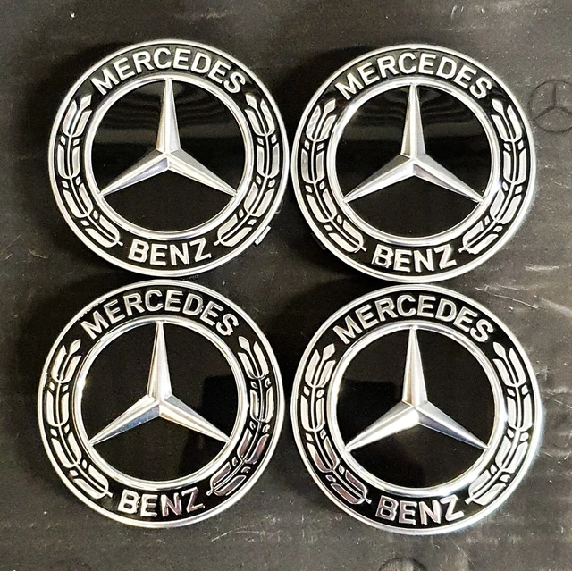 thumbnail image 2 of 4 Mercedes-Benz Wheel Hub Cover Caps – Blue Star Laurel Wreath, 75mm, OEM A1714000125 2 of 5