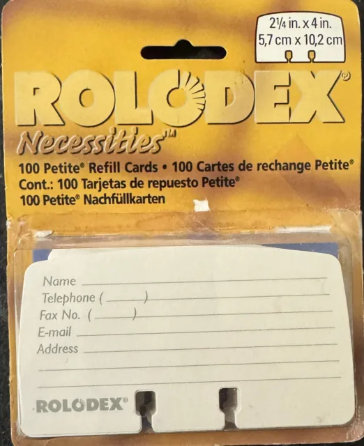 Rolodex Necessities 100 Petite Refill Cards