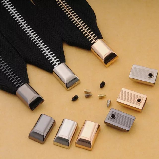 10Pcs Metal End Stops for Bag Zips Straps for Handbag Straps Tail Clasps 2 Sizes