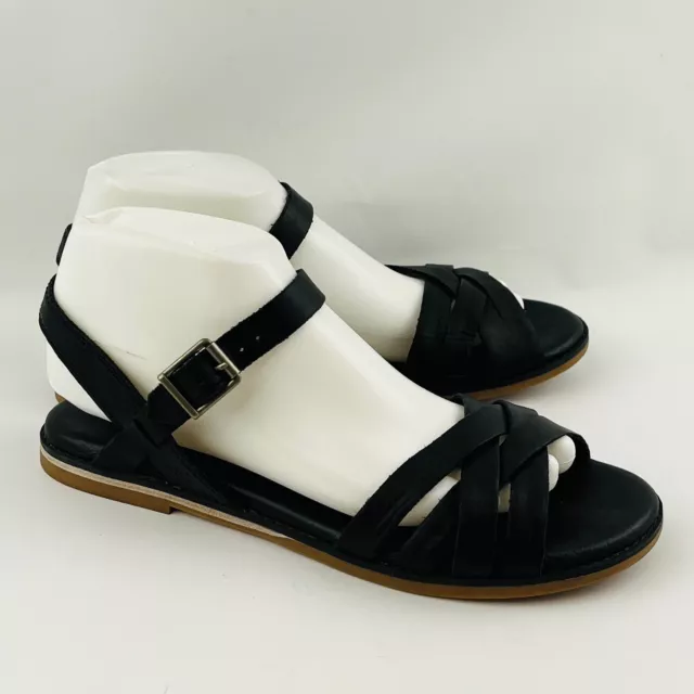 Womens 9 Timberland Caswell Strappy Sandals Black Leather Buckle Open Toe