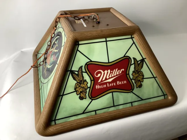 Vtg 1980’s Miller High Life Beer Lady Moon Hanging Pool/ Poker Table Light