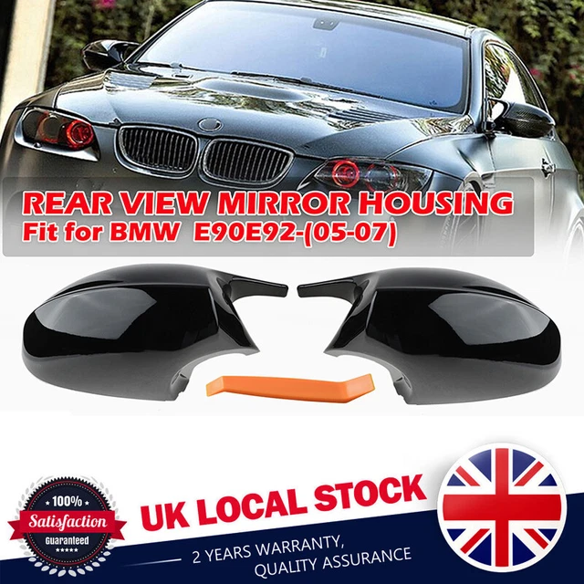 Pair For BMW E81 E82 E87 E90-E92 PRE-LCI Side Wing Mirror Cover Caps Gloss Black