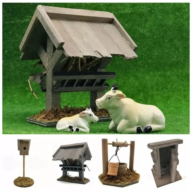 1/12Scale Miniature Manger Figurine Micro Landscape Wood Dollhouse Model Decor