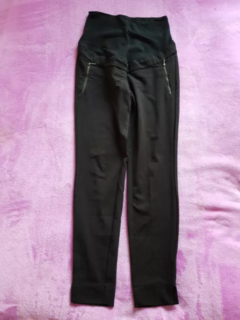 H&M Mama maternity Size 8/EUR 36 over bump smart chinos trousers 29"  - Black