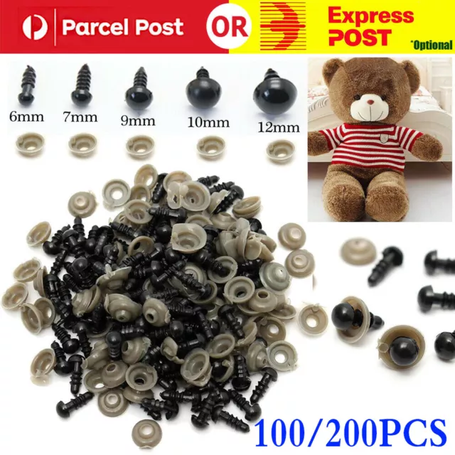 100/200PCS Plastic Safety Eyes For Teddy Bear Doll Toy Animal Felting DIY 6-12mm