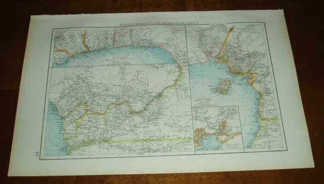 Westafrikanische Kolonialkarten: alte Landkarte (1901)