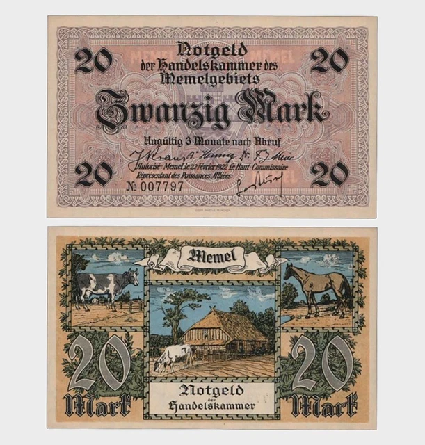Memel - 1922 - 20 Mark - "aUNC+" - #CO2340