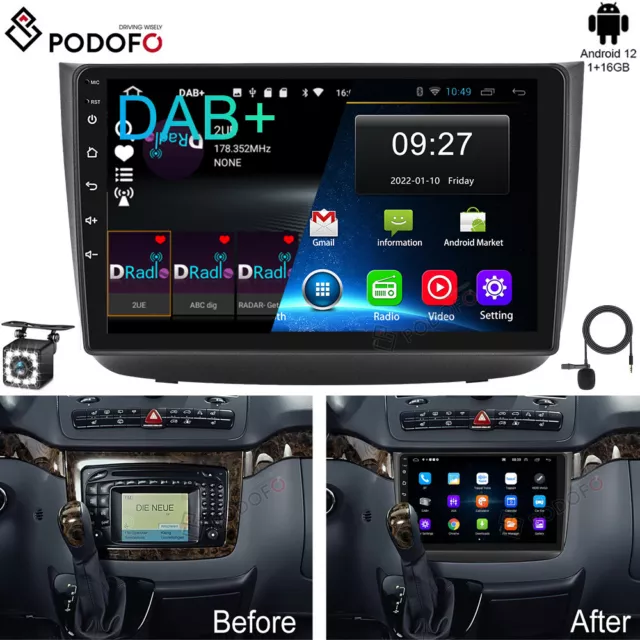 Mit DAB+ Android 12 Autoradio GPS Navi Für Mercedes-Benz Vito Viano W639 2004-14