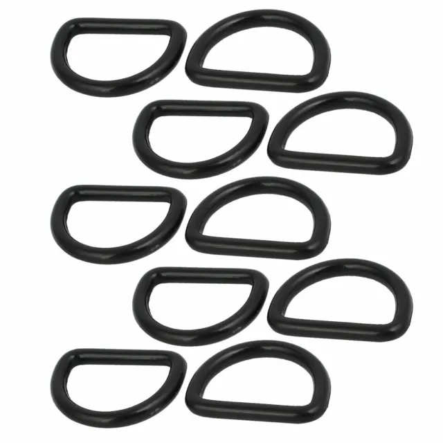 25mm Inner Width Plastic D Ring Belt Buckle Accessories Black 10pcs