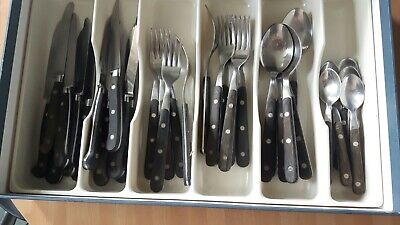 set di 4 forchette con manico lungo per frutta dessert insalata pasta W/Pouch Blackr 3TEETH legno forchette 