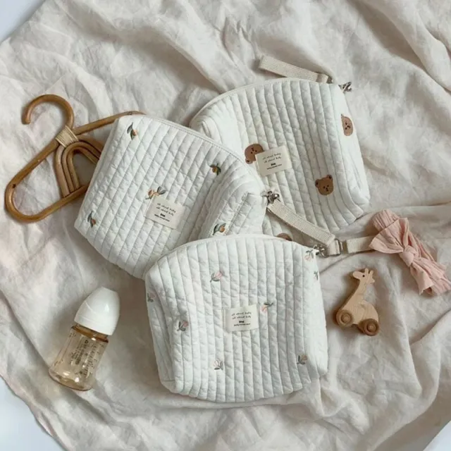 Cotton Organizer Cute Bear Embroidery Mommy's Single Bag Zipper