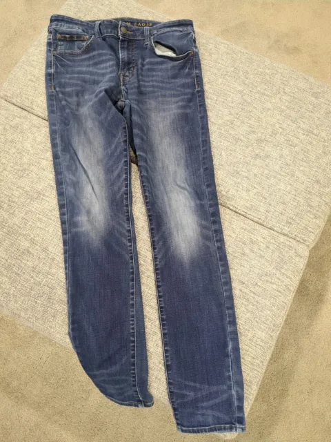 American Eagle Next Level Flex Skinny Distressed Mens Dark Wash Jeans Size  26x26