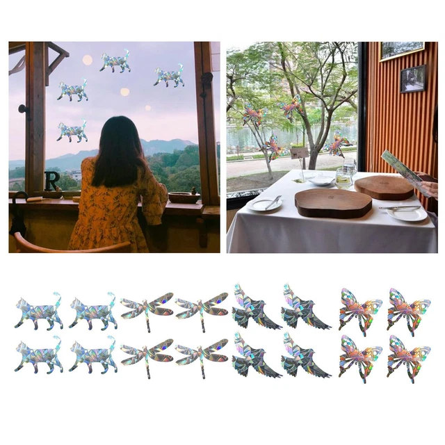4Pieces Window Stickers Film Prism PVC Static Cling for Bird Strikes Kitchen