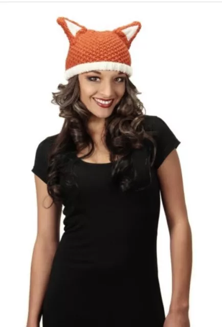 Elope Knit Fox Beanie With Ears 100% Acrylic Soft One Size