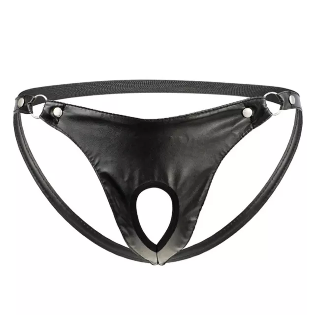 Sexy Taille Basse Male Culotte Hommes Slip Anneau String G-String Similicuir