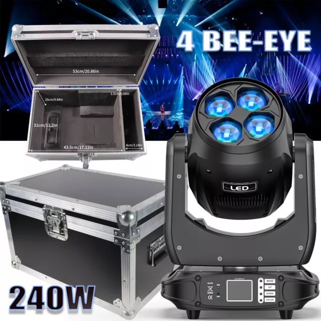 240W LED Beam Zoom Moving Head mit Flightcase RGBW BEE-EYE Bühnenlicht DMX Party