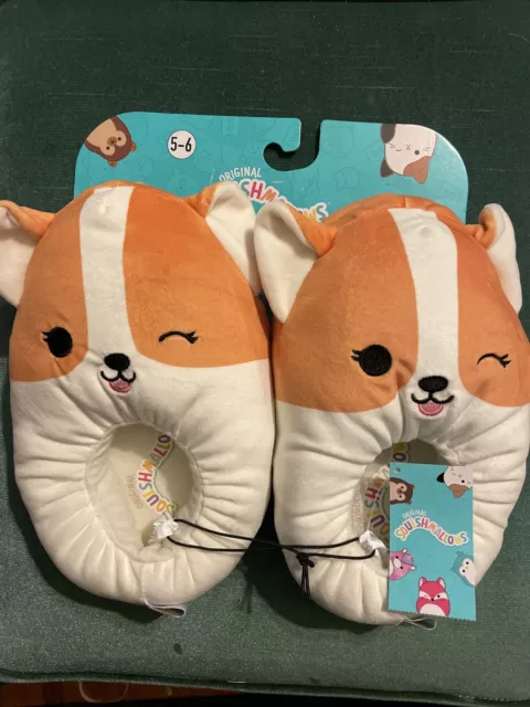 NEW SQUISHMALLOWS REGINA The Corgi Plush Slippers Womens 7 8