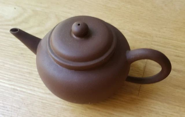 Vintage Chinese Yixing Zisha Clay Teapot Brown 3.25" H Marked