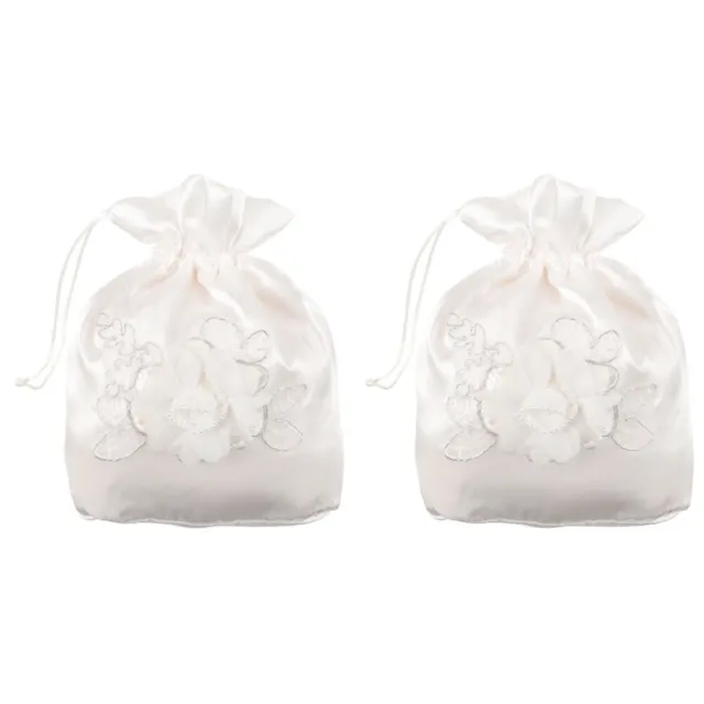2 pezzi borsa in tessuto bianco con fiori da sposa borsa dolly in raso