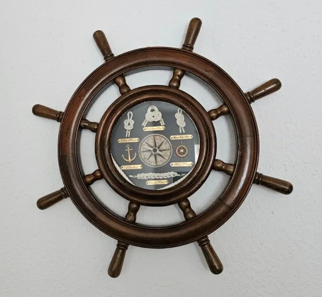 Maritime Wanduhr - Steuerrad mit Uhr & Seemannsknoten / Durchmesser 50cm