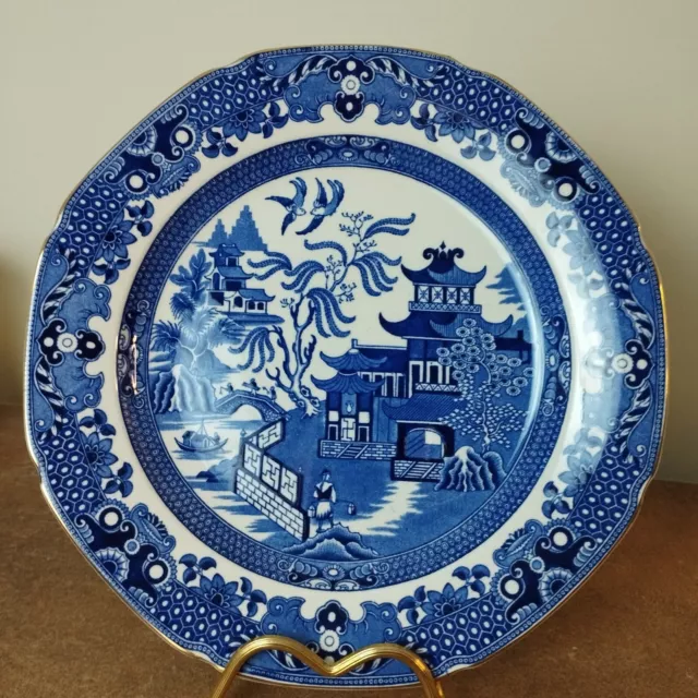 Antique 1930s, Burleigh Ware Burgess & Leigh, 24.5cm Blue Willow Dinner Plate