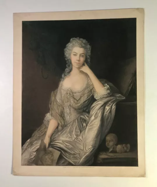 Antique 1895 Mezzotint Print PORTRAIT OF MRS. DRUMMOND by Thomas Gainsborough