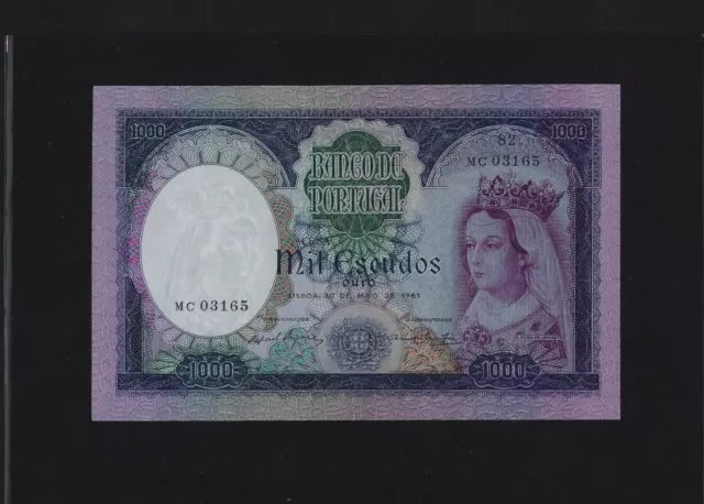 Portugal 1000 Escudos 1961 P-166 AU-UNC RARE