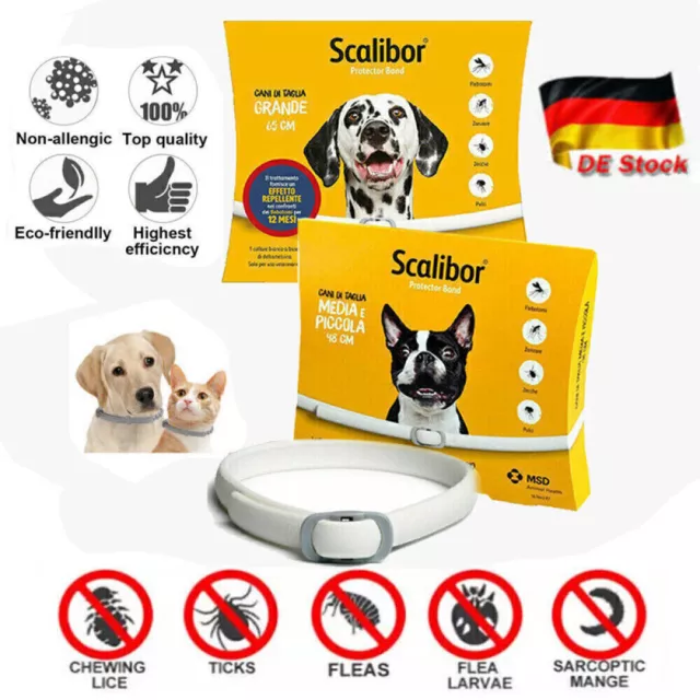 Anti Insekten Floh&Zeckenhalsband Haustier48/65CM Hund,Schutz 8-Monate,Brandneu