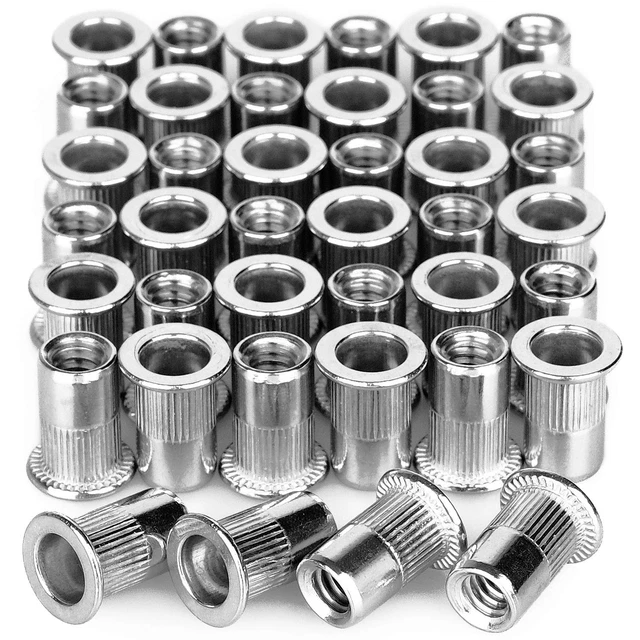 40Pcs 1/4”-20 Rivet Nuts Stainless Steel Threaded Insert Nut 1/4-20UNC Nutsert R