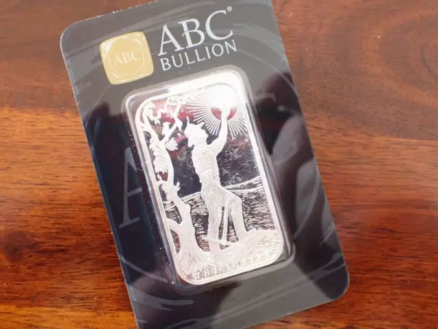 ABC Australian Bullion Company Eureka 1 OZ Carded Silver Bar Ingot