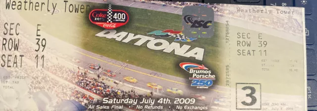 Daytona NASCAR Coke Zero 400 full unused ticket 7/4/2009