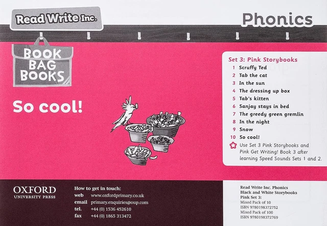 READ WRITE INC. Phonics Black And White Pink Set 3 Storybooks Mixed ...