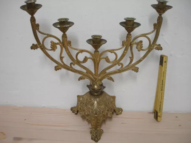 antiker grosser Kerzenständer aus Messing, 5-flamig, Gründerzeit Stil -G011