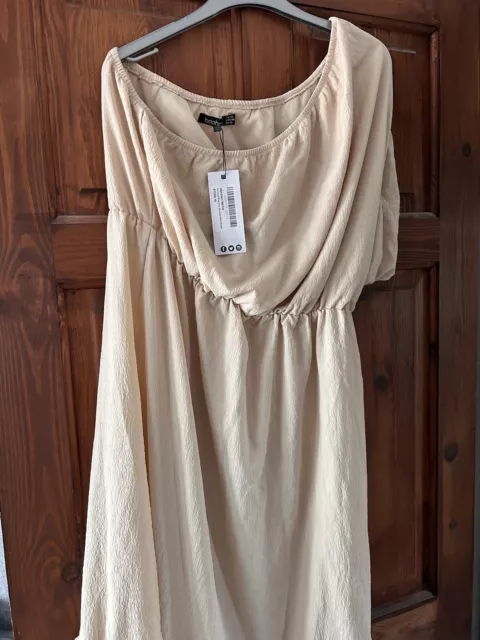 Boohoo One Shoulder Cream Dress Size 18 BNWT