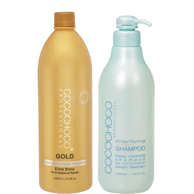 Cocochoco SET Gold Keratin Behandlung Haar 1000 ML Reinigendes Shampoo 1000 ML