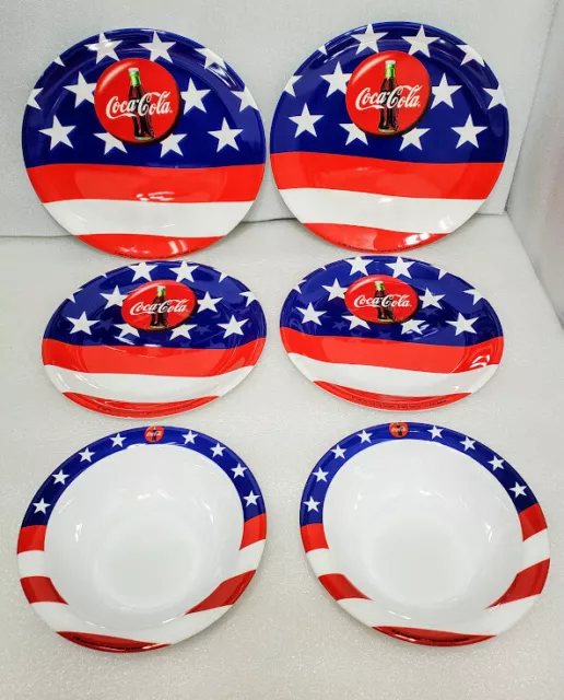 Vintage Coca-Cola Gibson Designs  Stars and Stripes Plates Bowls