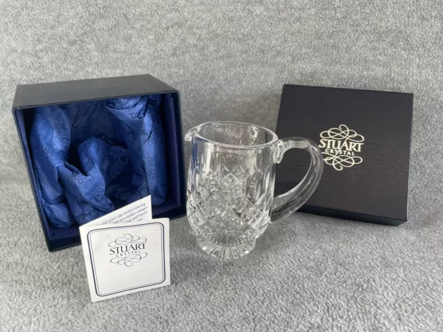 Stuart Crystal Cut Glass Cream Jug 5” Acid Etched STUART Boxed