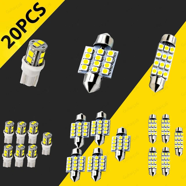 20pcs LED Interior Lights Bulbs Kit Car Trunk Dome License Plate Lamps 6000K
