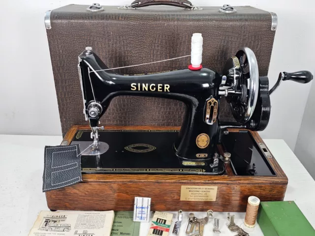 1954 VINTAGE SINGER 99K SEWING MACHINE,SERVICED, HANDCRANK for LEATHER & FABRIC.