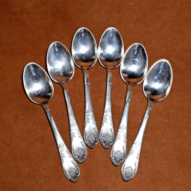 Soviet Vintage Dessert Spoons Set of 6 Silver Plated Melchior USSR Zish Vintage