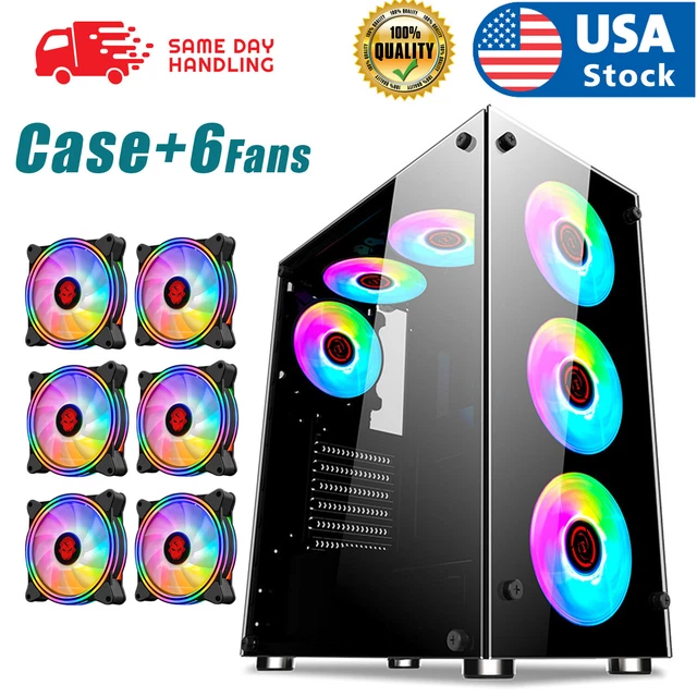 USA PC CASE Gaming Computer Case ATX/MATX/ITX Mid Tower Case Side Panel