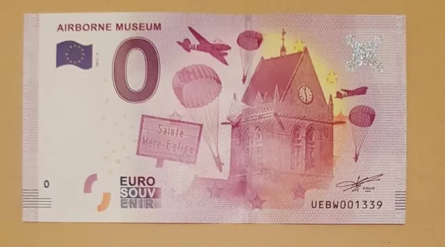 billet touristique souvenir 0 euro 2017 - Euro schein  - Airbone muséum