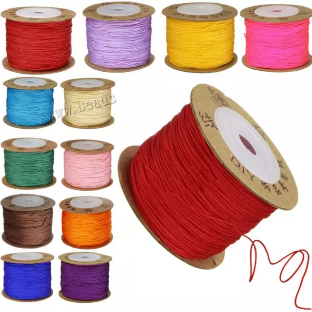 100M Nylonschnur 0.8mm Nylonfaden Satinschnur Flechtkordel Makramee Shamballa