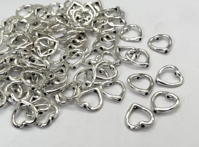 100 x Tibetan Silver Heart Bead Frames Connectors Jewellery Findings Spacers