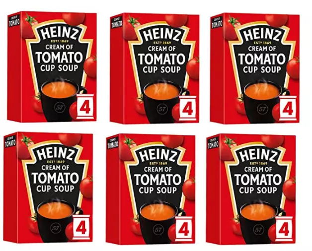 Heinz Cream of Tomato Cup Soup 6 Boxes 88g 24 Sachets No Artificial Colours