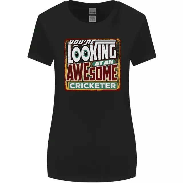 Un Stupenda Giocatore Cricket Donna più Ampia Taglio T-Shirt