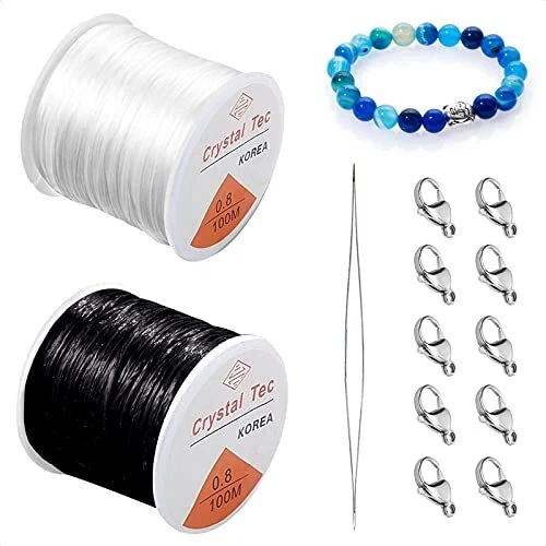 MOSNOW 2 Rotoli Filo Elastico per Braccialetti Resistente 164ft 0.8mm Filo pe...